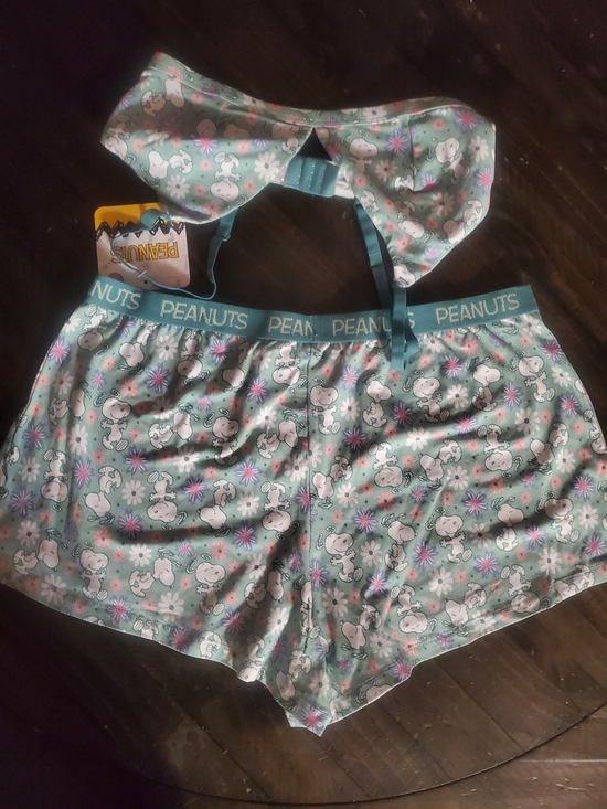 Peanuts Other - Peanuts Snoopy Mint Floral Bralette & Shorts Set